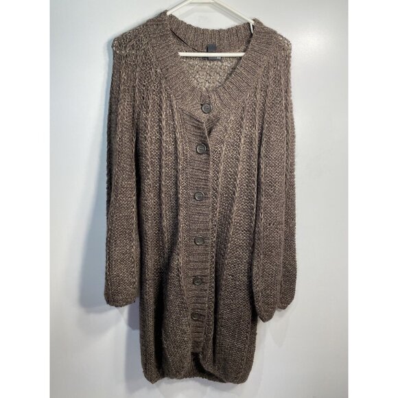 H&M womens sweater size medium knit long sleeve button up longer in length - Picture 1 of 5